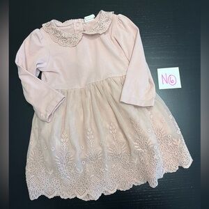 H&M 6-9m Dusty Pink Elegant Long Sleeve Lace Dress